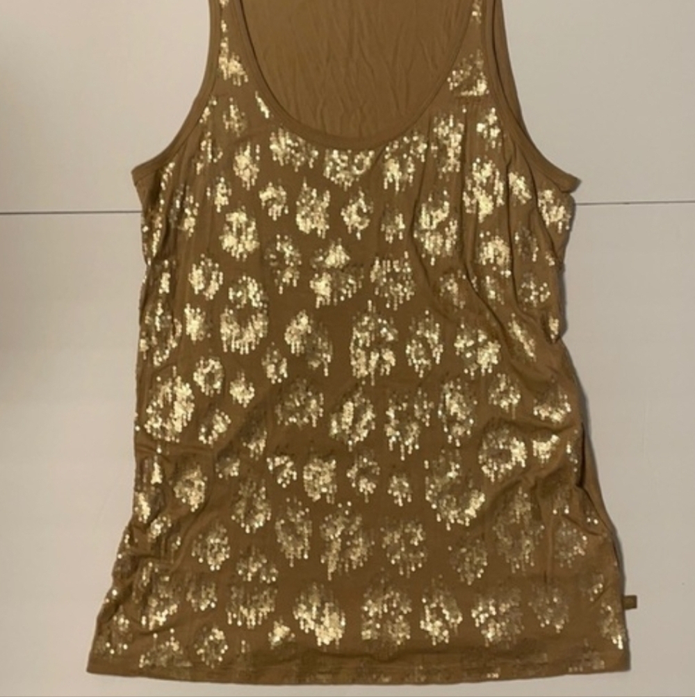 Michael Kors Beige Tank Top with Gold Sequin Accents - Picture 7 of 8